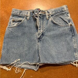 Wrangler Light Blue Frayed Hem Jean Shorts